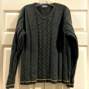 VTG Buckle BKE Sweater Mens M Green Casual Cable Knit Wool Silk 90s Y2K Pullover